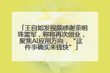 王自如发视频感谢董明珠雷军，称将再次创业，聚焦AI应用方向，“这件事确实来钱快”