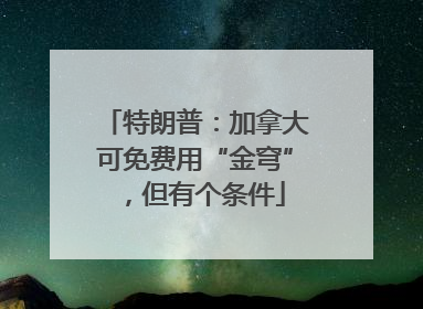 特朗普：加拿大可免费用“金穹”，但有个条件