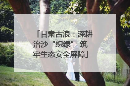 甘肃古浪：深耕治沙“织绿” 筑牢生态安全屏障