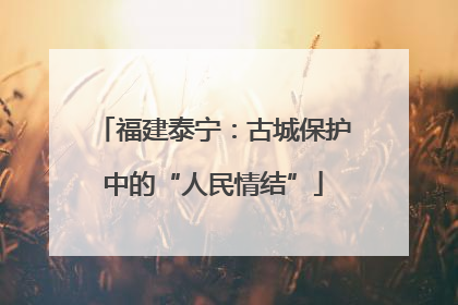 福建泰宁：古城保护中的“人民情结”