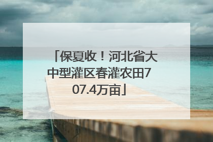 保夏收！河北省大中型灌区春灌农田707.4万亩