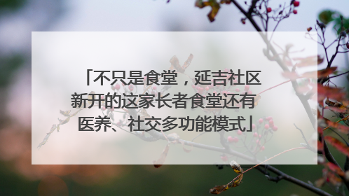 不只是食堂，延吉社区新开的这家长者食堂还有医养、社交多功能模式