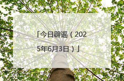 今日辟谣（2025年6月3日）
