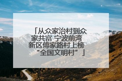 从众家治村到众家共富 宁波前湾新区傅家路村上榜“全国文明村”