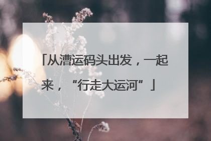 从漕运码头出发，一起来，“行走大运河”