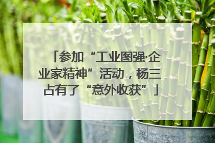 参加“工业图强·企业家精神”活动，杨三占有了“意外收获”