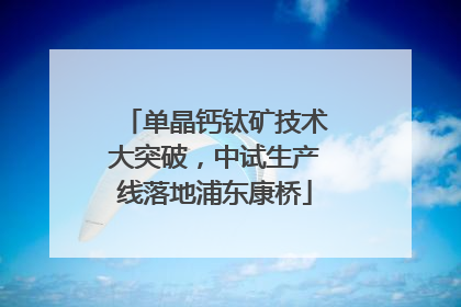 单晶钙钛矿技术大突破，中试生产线落地浦东康桥