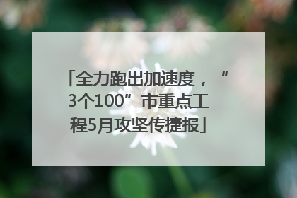 全力跑出加速度，“3个100”市重点工程5月攻坚传捷报