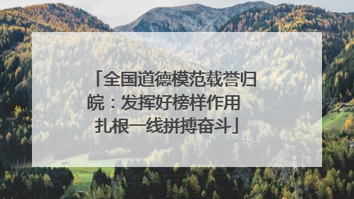 全国道德模范载誉归皖：发挥好榜样作用 扎根一线拼搏奋斗
