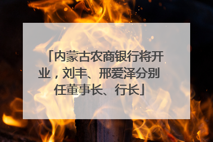 内蒙古农商银行将开业，刘丰、邢爱泽分别任董事长、行长