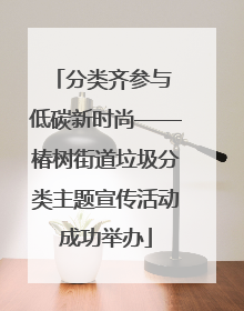 分类齐参与 低碳新时尚——椿树街道垃圾分类主题宣传活动成功举办