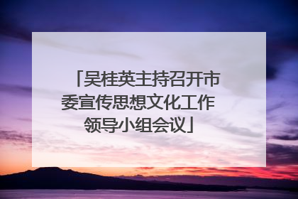 吴桂英主持召开市委宣传思想文化工作领导小组会议