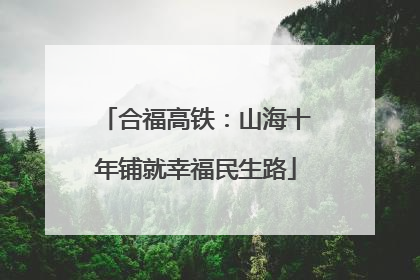 合福高铁：山海十年铺就幸福民生路