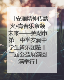 安澜精神传薪火•青春乐章颂未来——芜湖市第二中学安澜中学生管乐团第十二届公益展演圆满举行