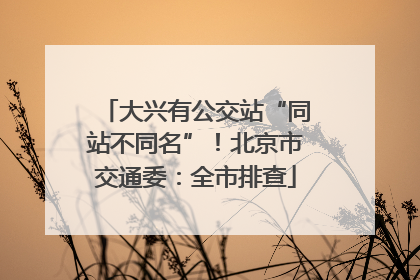 大兴有公交站“同站不同名”！北京市交通委：全市排查