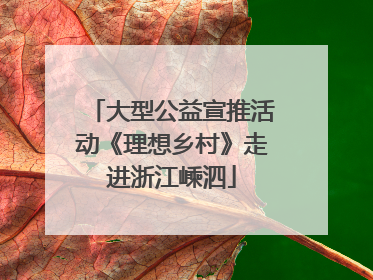 大型公益宣推活动《理想乡村》走进浙江嵊泗