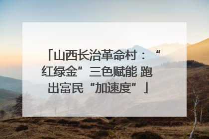 山西长治革命村：“红绿金”三色赋能 跑出富民“加速度”