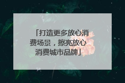 打造更多放心消费场景，擦亮放心消费城市品牌