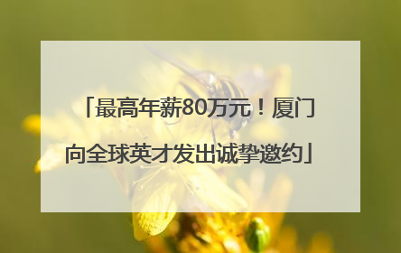 最高年薪80万元！厦门向全球英才发出诚挚邀约