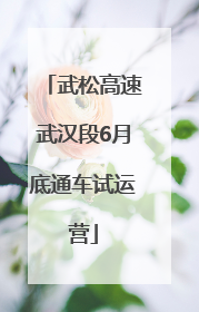 武松高速武汉段6月底通车试运营