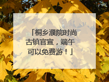 桐乡濮院时尚古镇官宣，端午可以免费游！