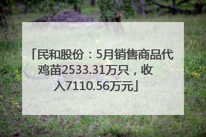 民和股份：5月销售商品代鸡苗2533.31万只，收入7110.56万元