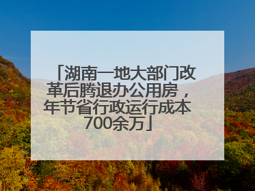 湖南一地大部门改革后腾退办公用房，年节省行政运行成本700余万