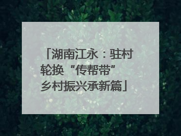 湖南江永：驻村轮换“传帮带” 乡村振兴承新篇