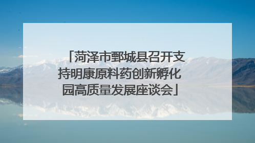 菏泽市鄄城县召开支持明康原料药创新孵化园高质量发展座谈会