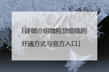 详细介绍微粒贷借钱的开通方式与官方入口