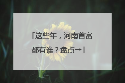 这些年，河南首富都有谁？盘点→