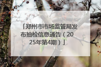 郑州市市场监管局发布抽检信息通告（2025年第4期）
