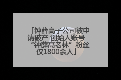 钟薛高子公司被申请破产 创始人账号“钟薛高老林”粉丝仅1800余人