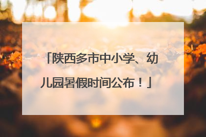 陕西多市中小学、幼儿园暑假时间公布！
