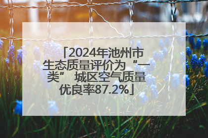 2024年池州市生态质量评价为“一类” 城区空气质量优良率87.2%
