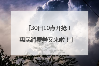 30日10点开抢！惠民消费券又来啦！